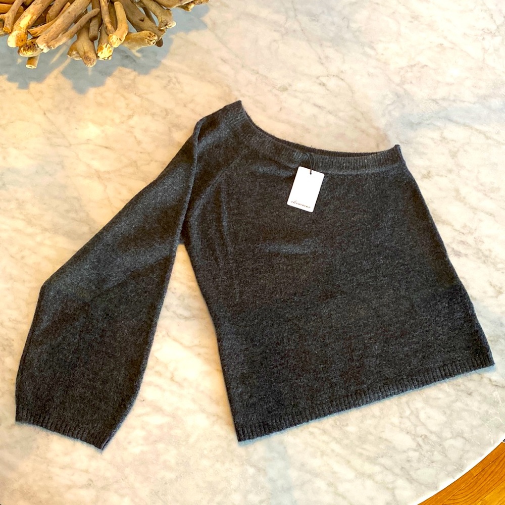 One shoulder Charcoal Wool Sweater